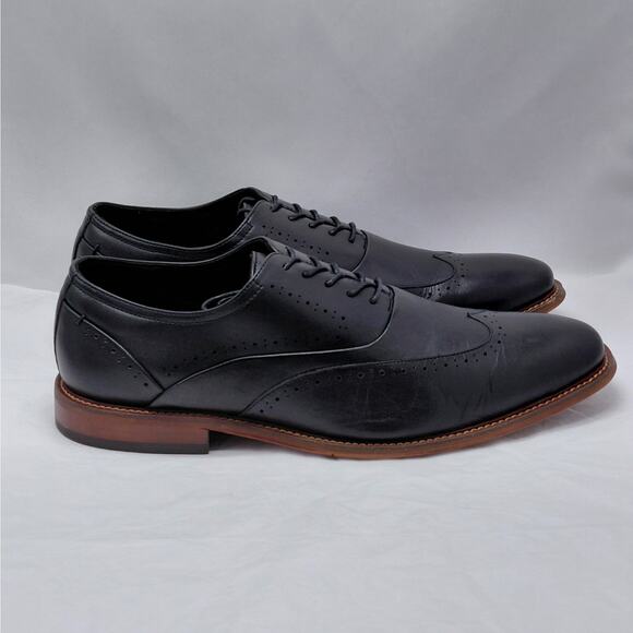Stacy Adams Mens Dress Shoes Size 13 Black Leather Wingtip Oxford Lace Up Work - Picture 1 of 14
